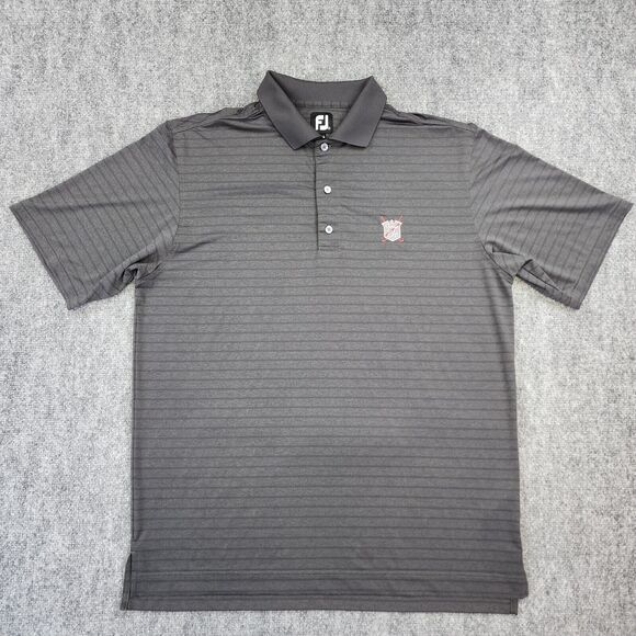 FootJoy Shirt Mens Large Gray Striped Polo Short Sleeve FJ Performance JGC Golf - Picture 1 of 16